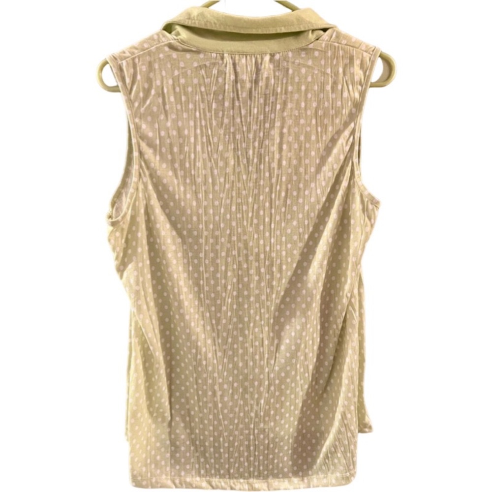 French Laundry Sleeveless Green Polka Dot Blouse - Picture 2 of 3